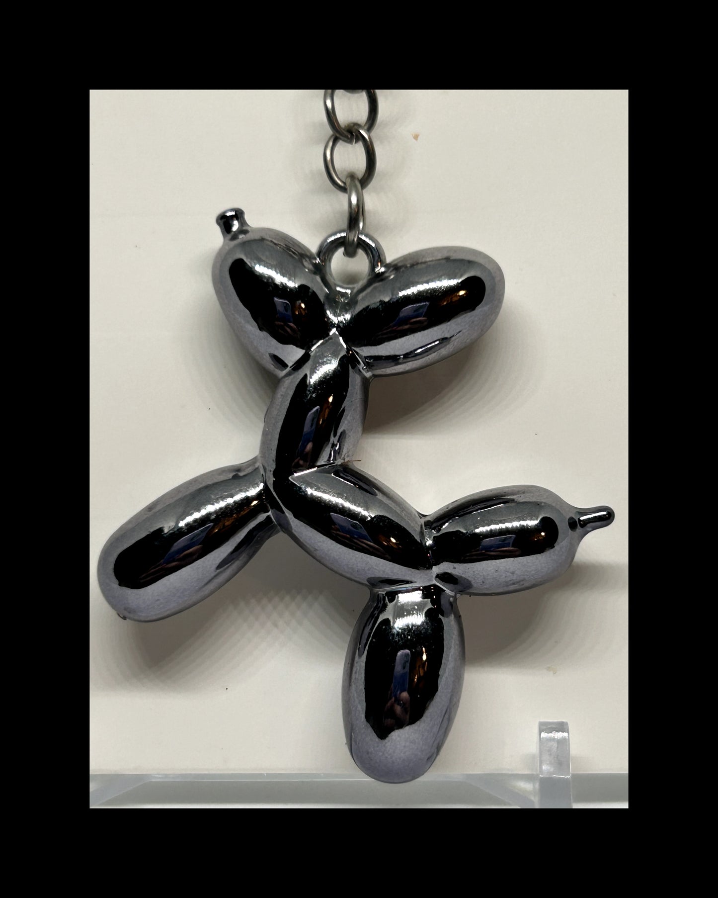 Metallic balloon dog keychains
