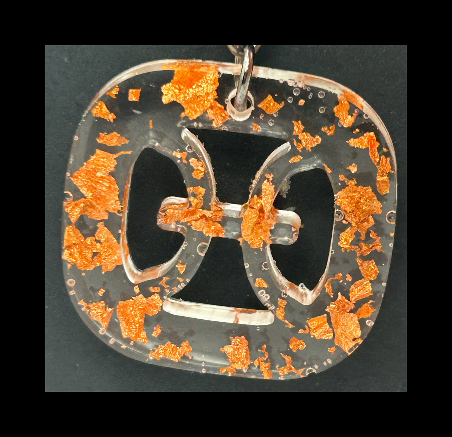 Rose gold foil flakes resin zodiac keychains