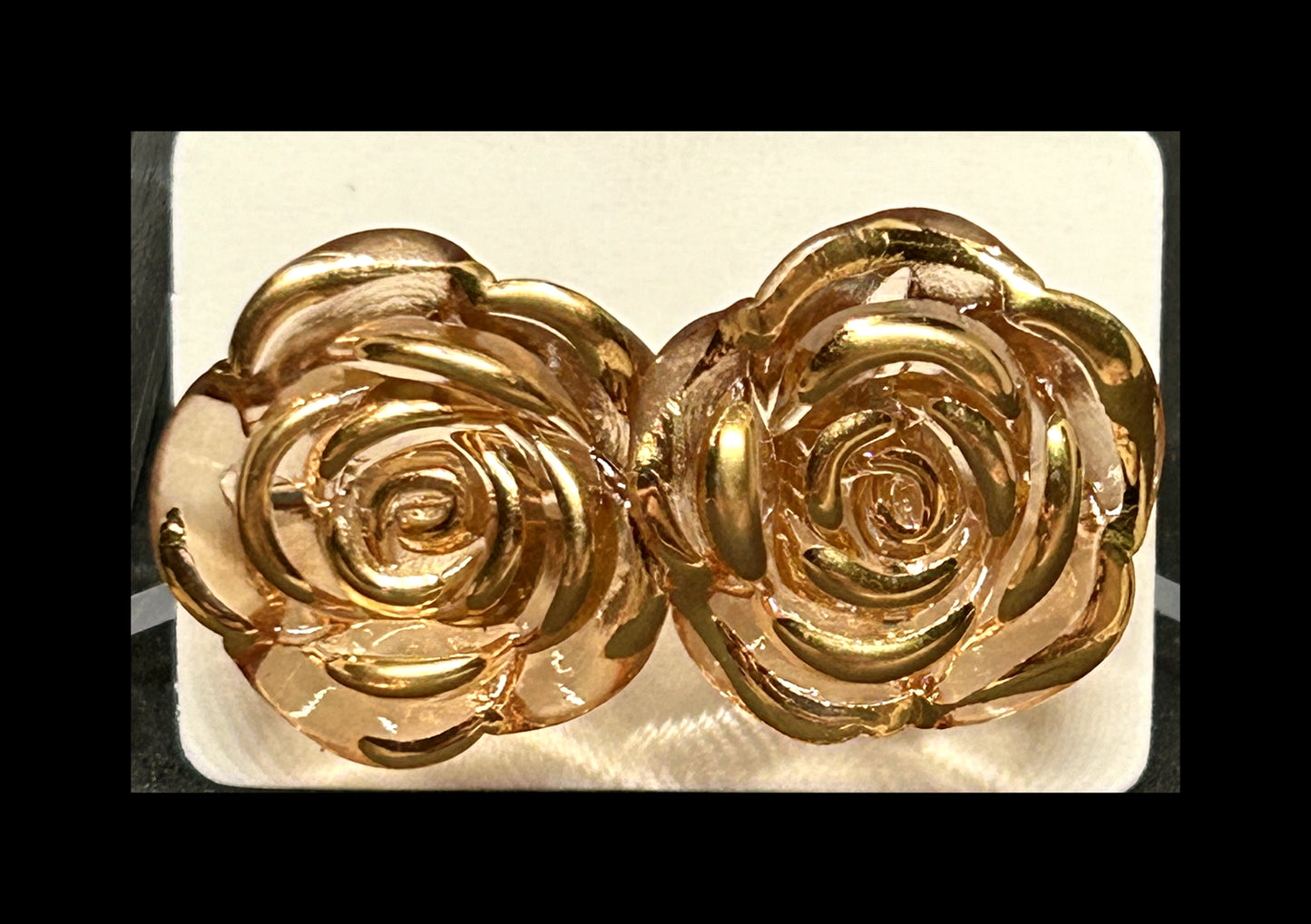 Gold rose stud earrings