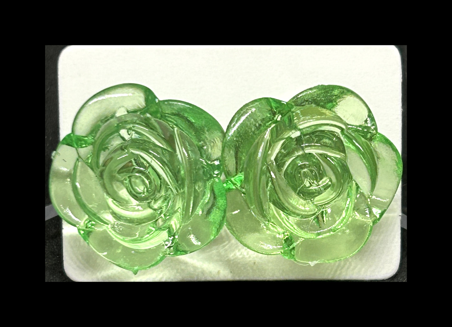 Green rose stud earrings