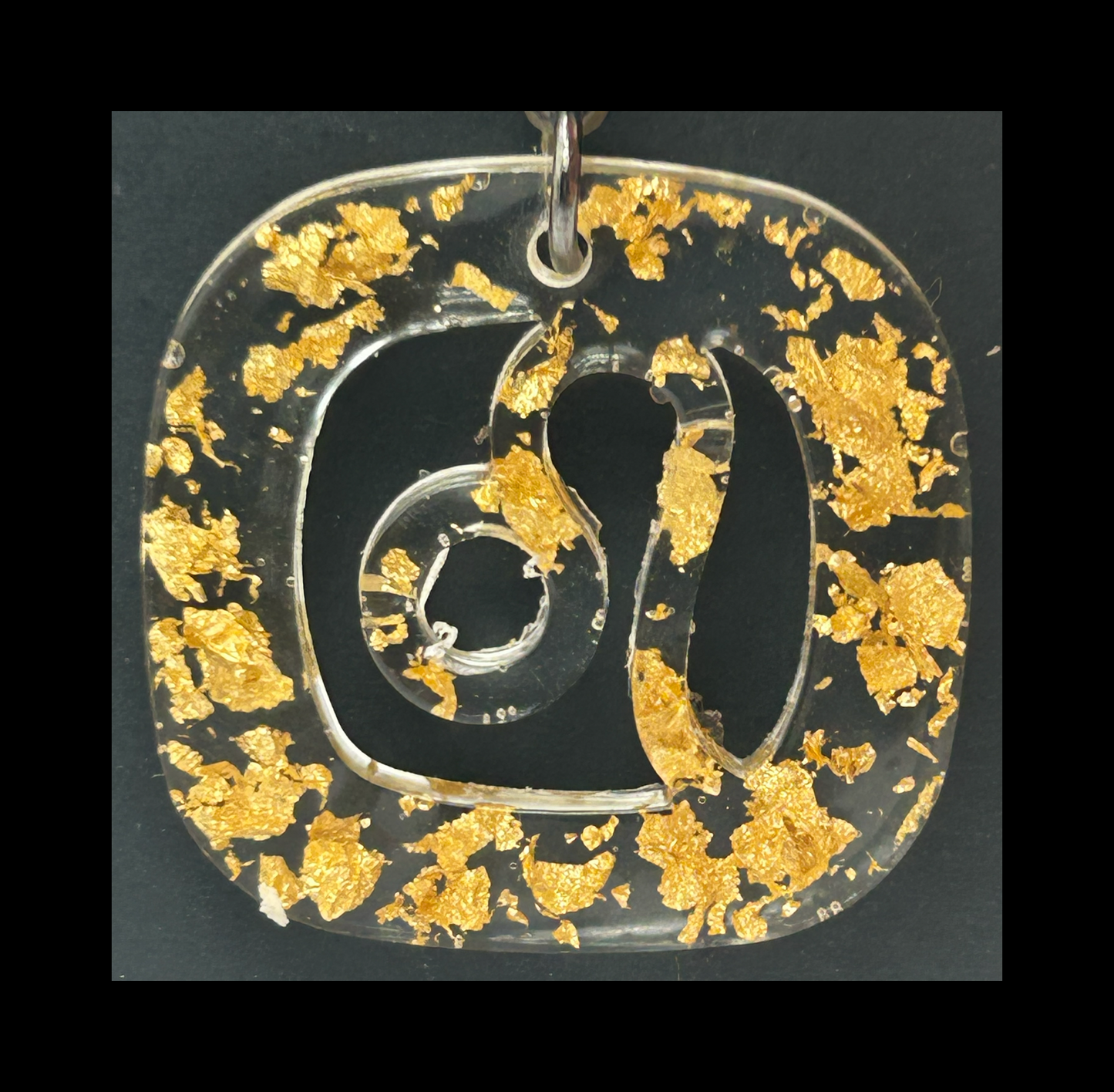 Gold foil flakes resin zodiac keychains