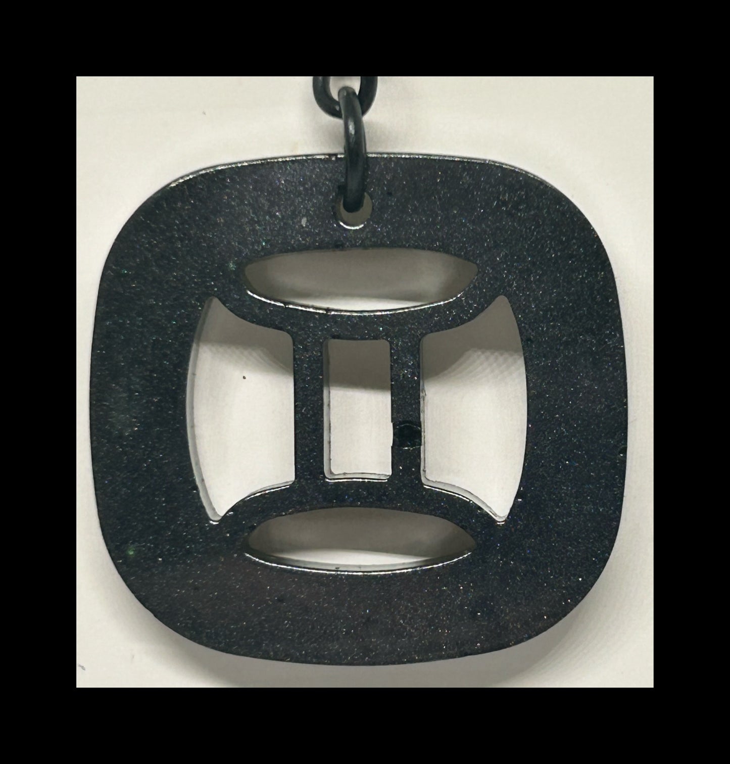 Black marble resin zodiac Keychains