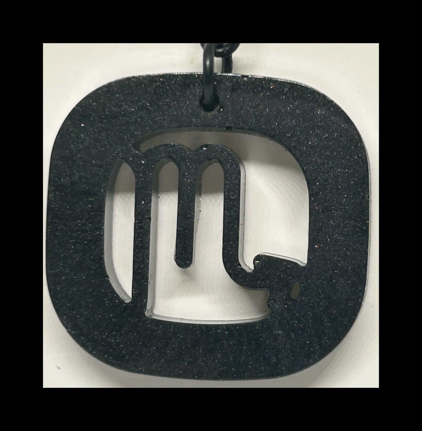 Black marble resin zodiac Keychains
