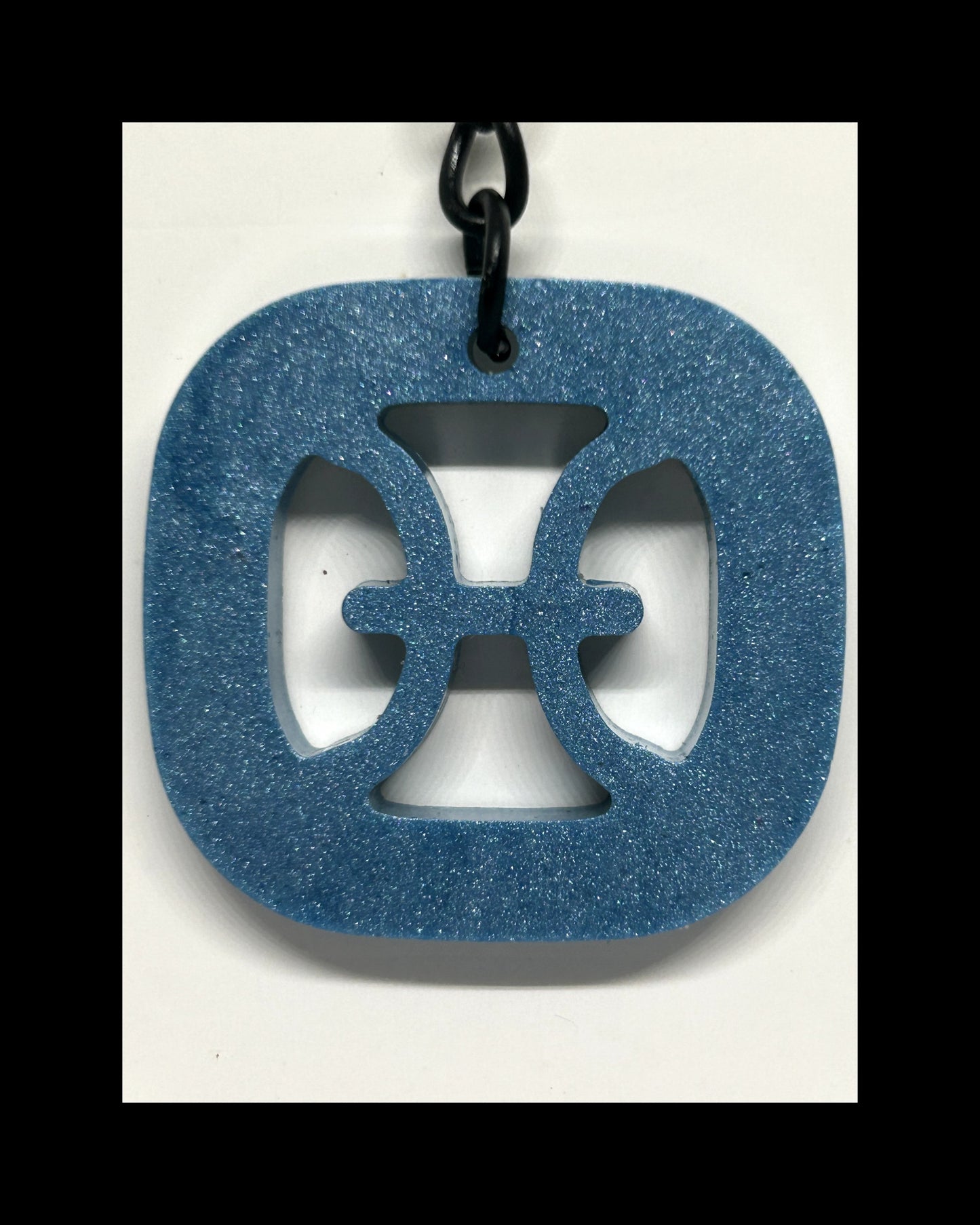 Marble blue resin zodiac keychains
