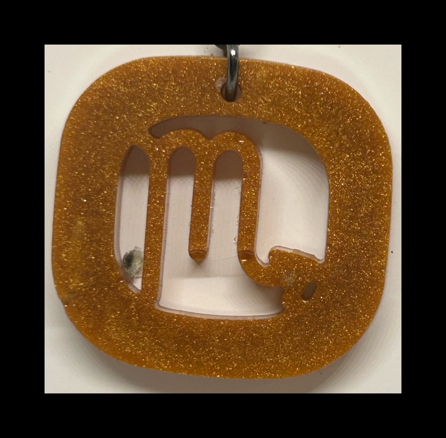 Cracked gold resin zodiac keychains