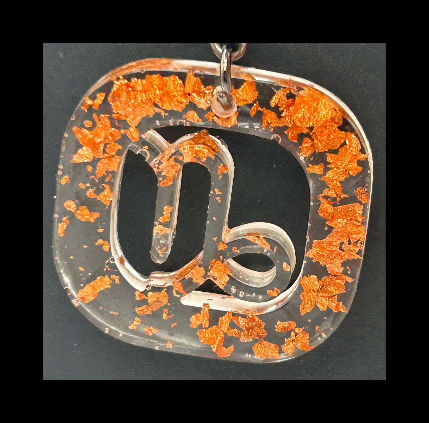 Rose gold foil flakes resin zodiac keychains