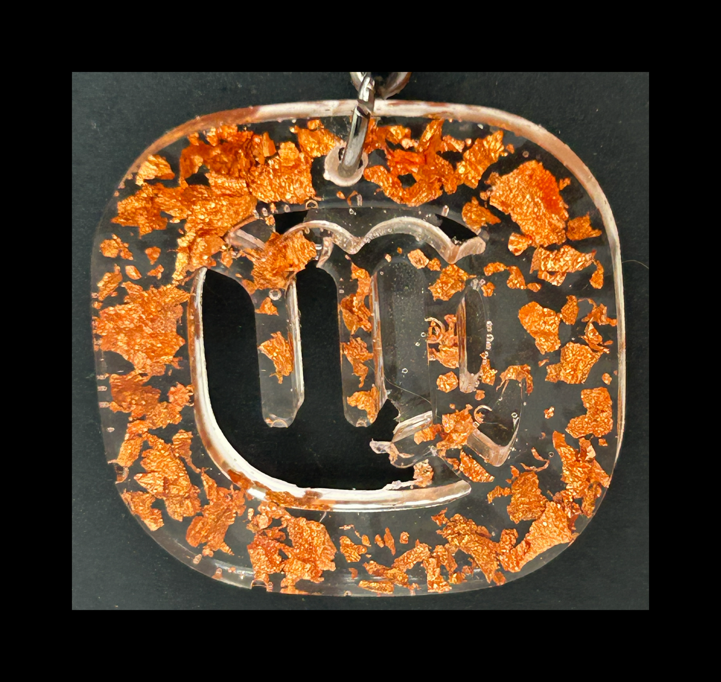 Rose gold foil flakes resin zodiac keychains