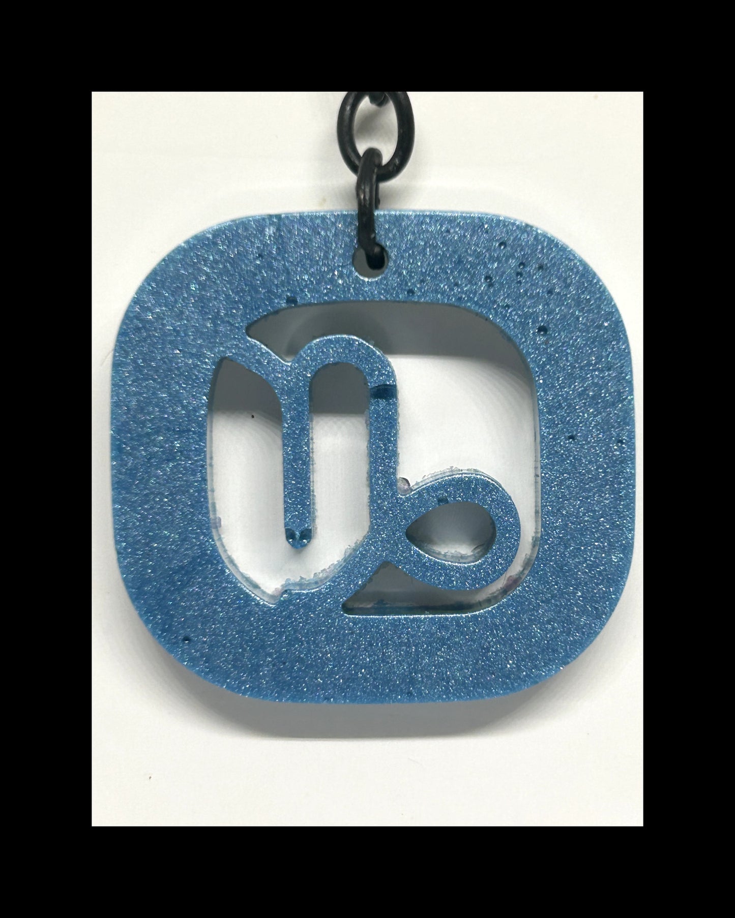 Marble blue resin zodiac keychains