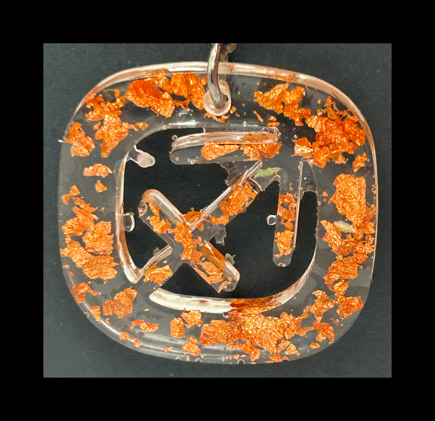 Rose gold foil flakes resin zodiac keychains