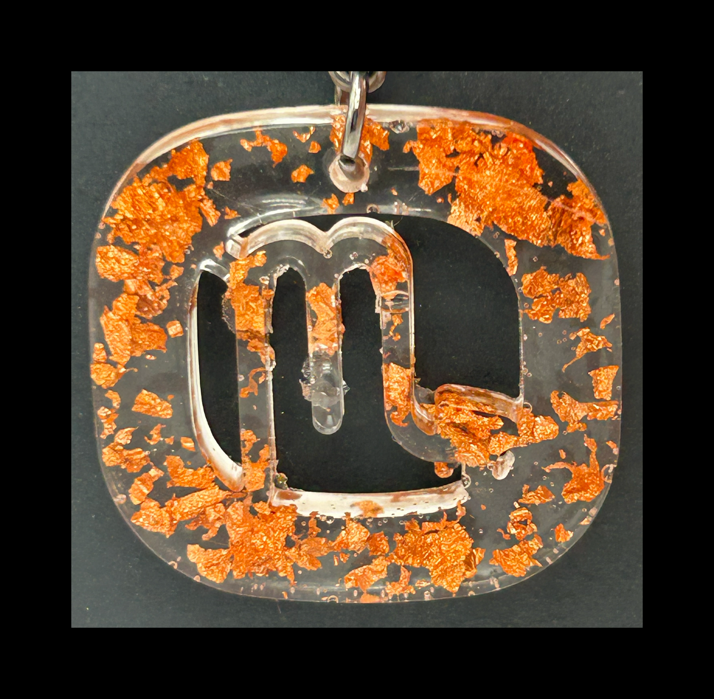 Rose gold foil flakes resin zodiac keychains