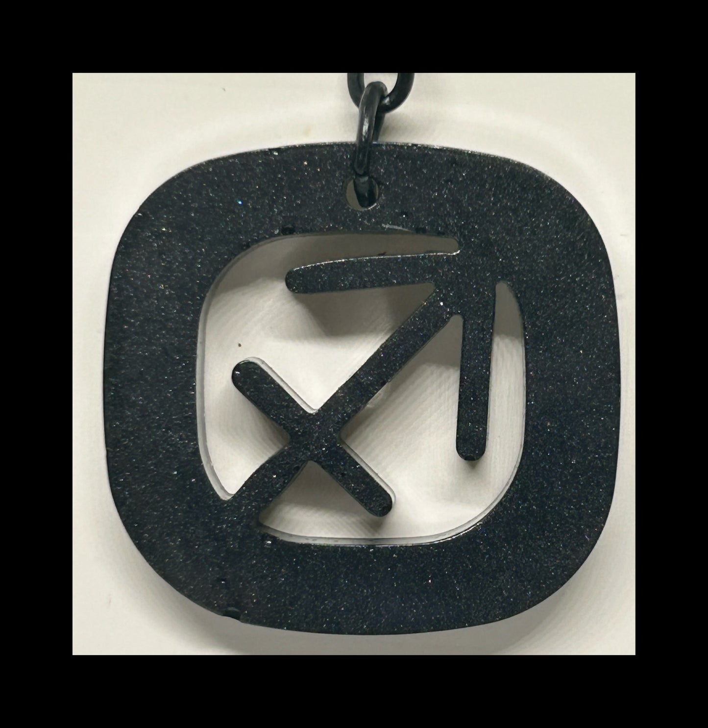 Black marble resin zodiac Keychains
