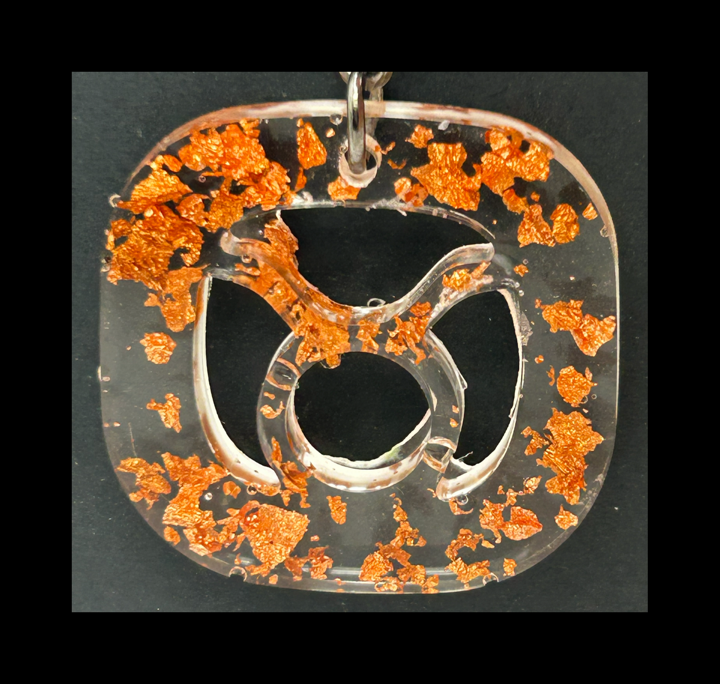 Rose gold foil flakes resin zodiac keychains