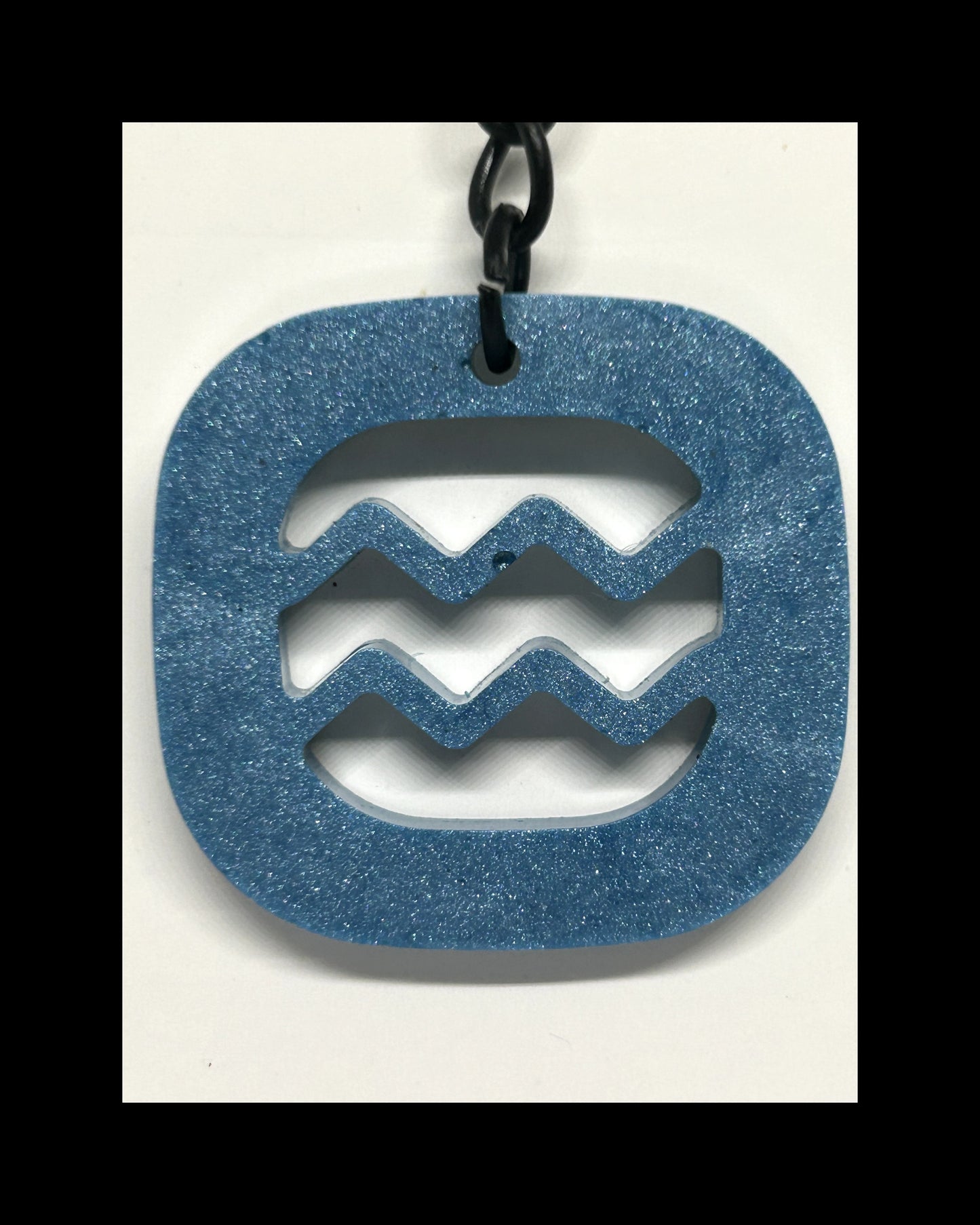 Marble blue resin zodiac keychains