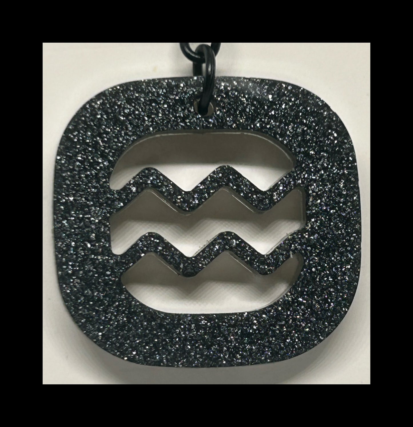 Black gold resin zodiac Keychains