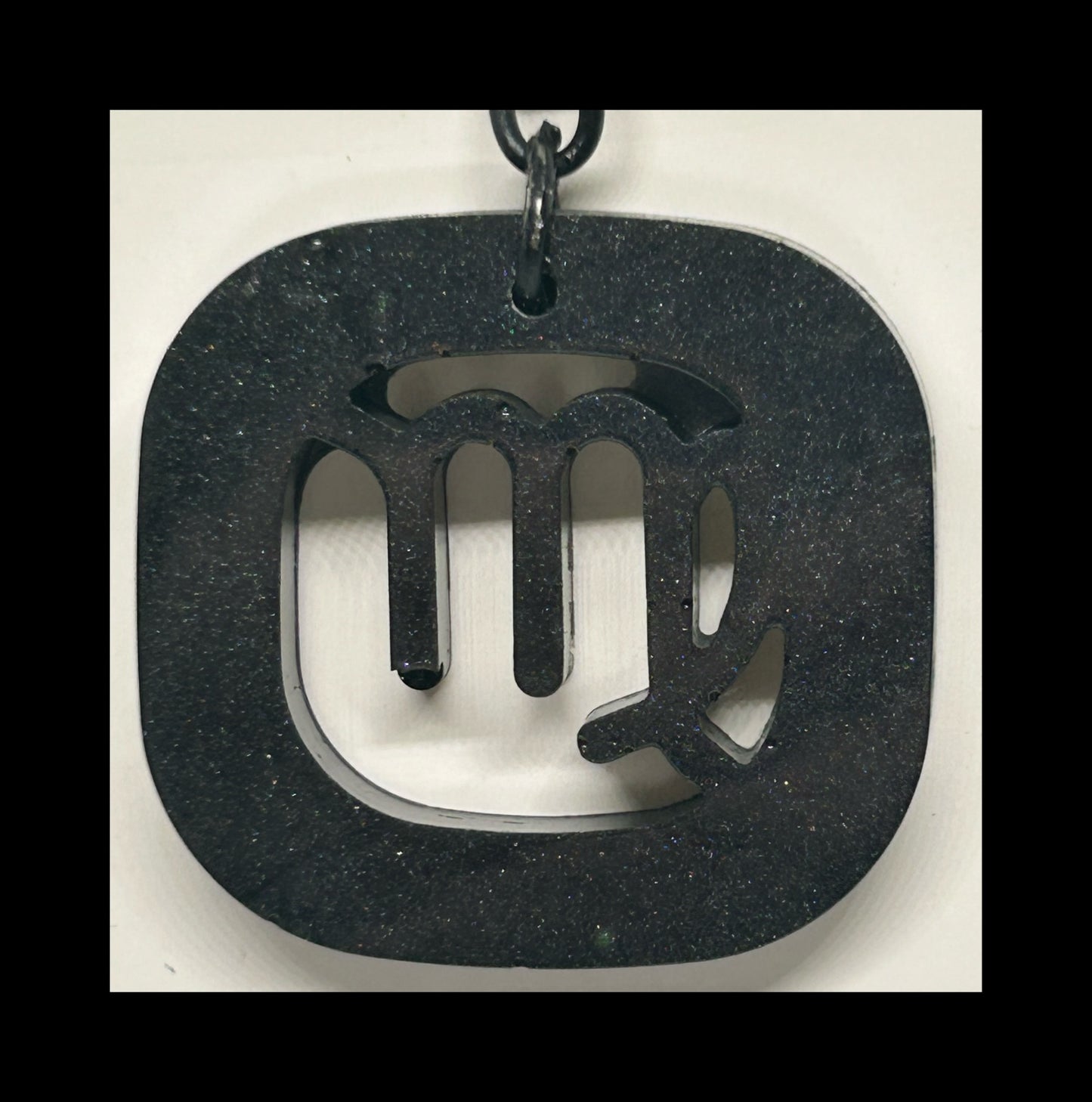 Black marble resin zodiac Keychains