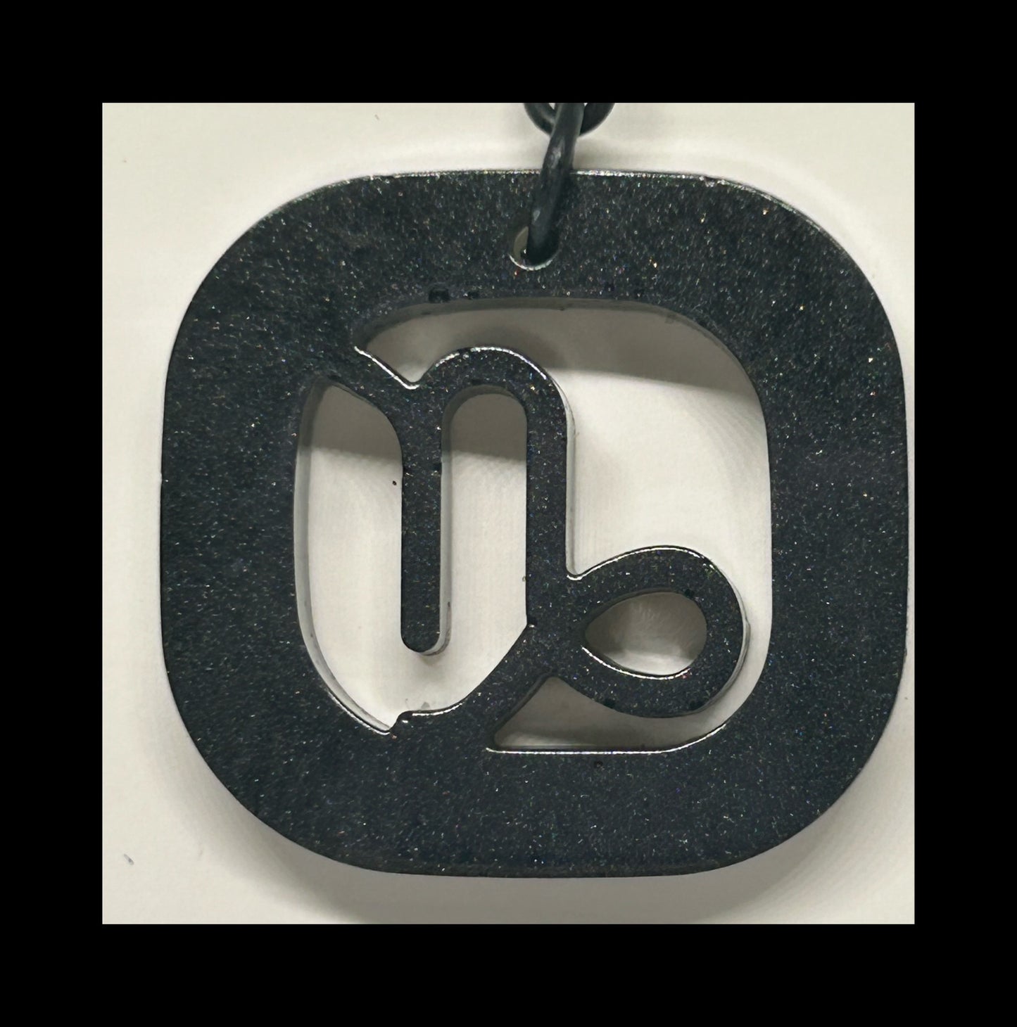 Black marble resin zodiac Keychains