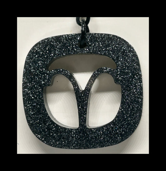 Black gold resin zodiac Keychains