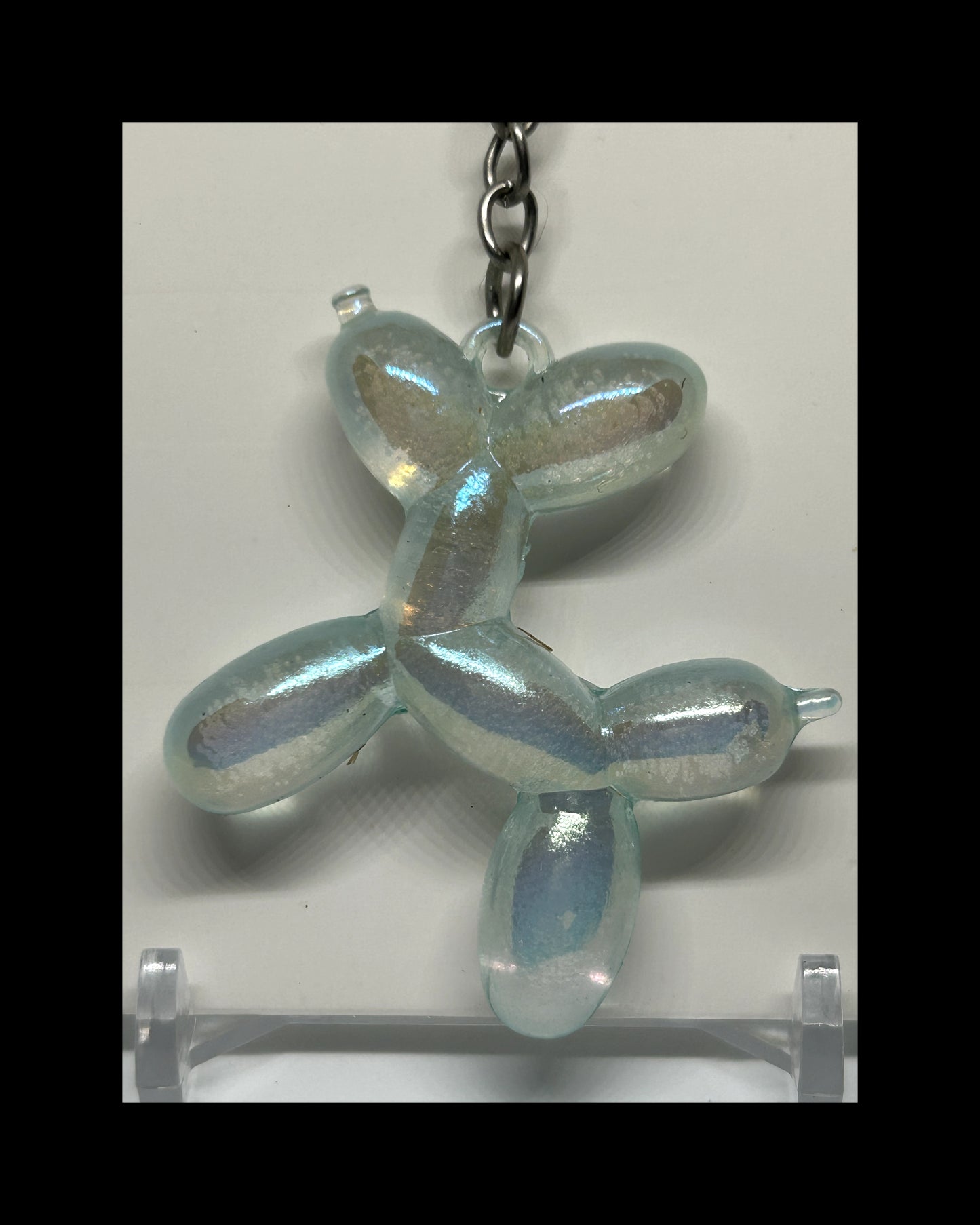 Iridescent balloon dog keychains