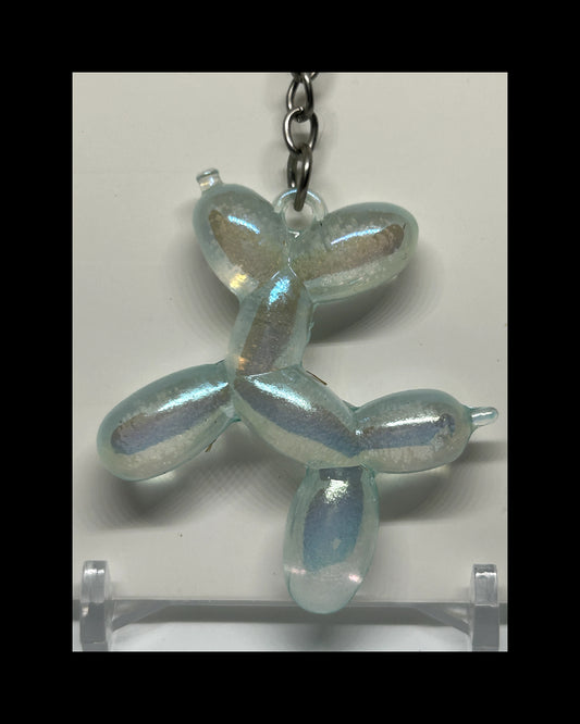 Iridescent balloon dog keychains