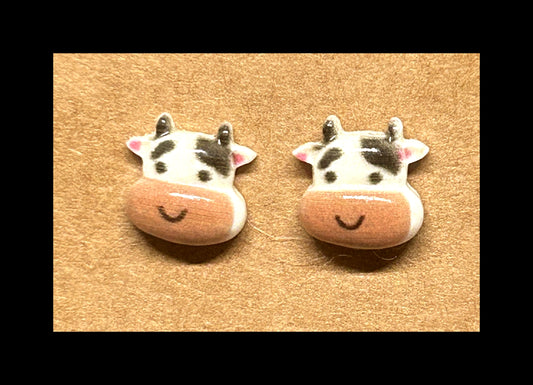 Cow stud earrings