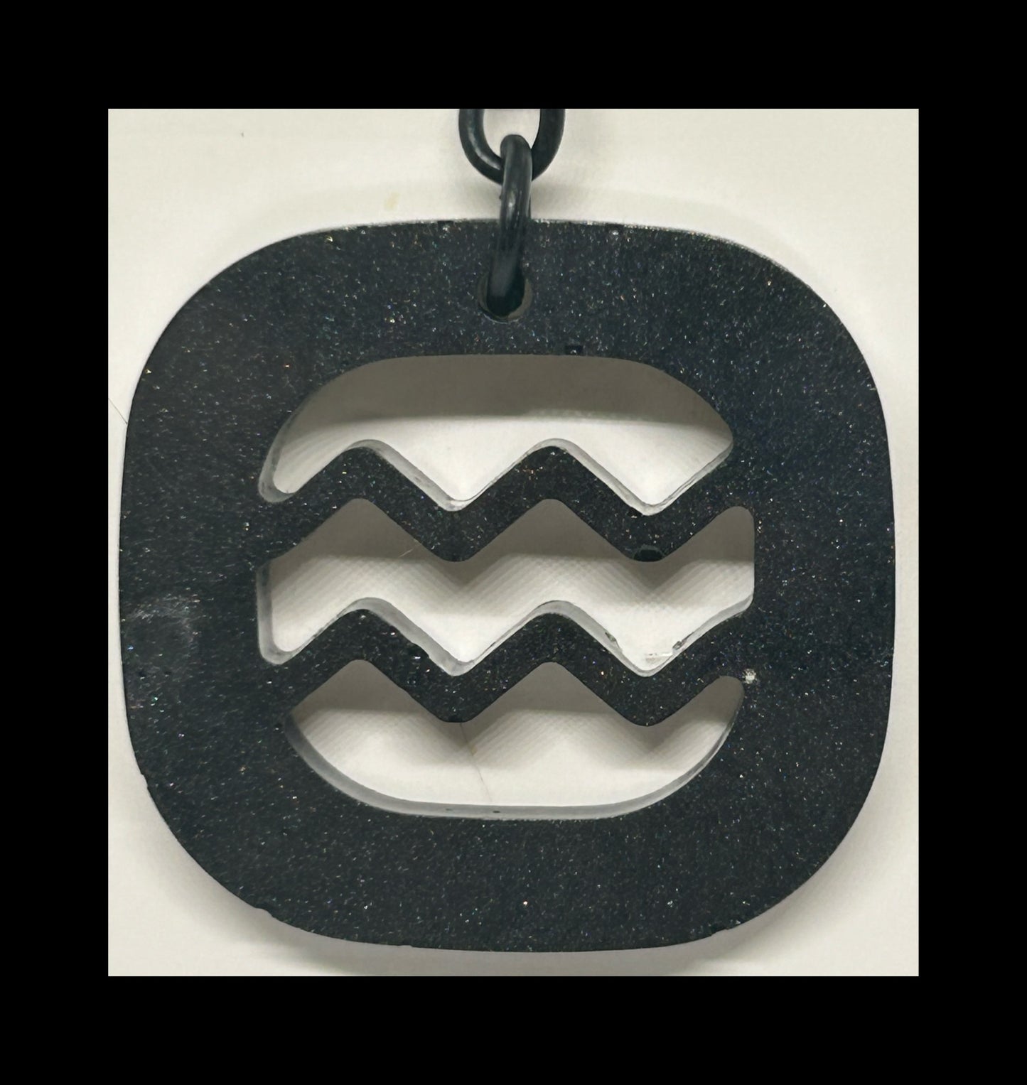 Black marble resin zodiac Keychains