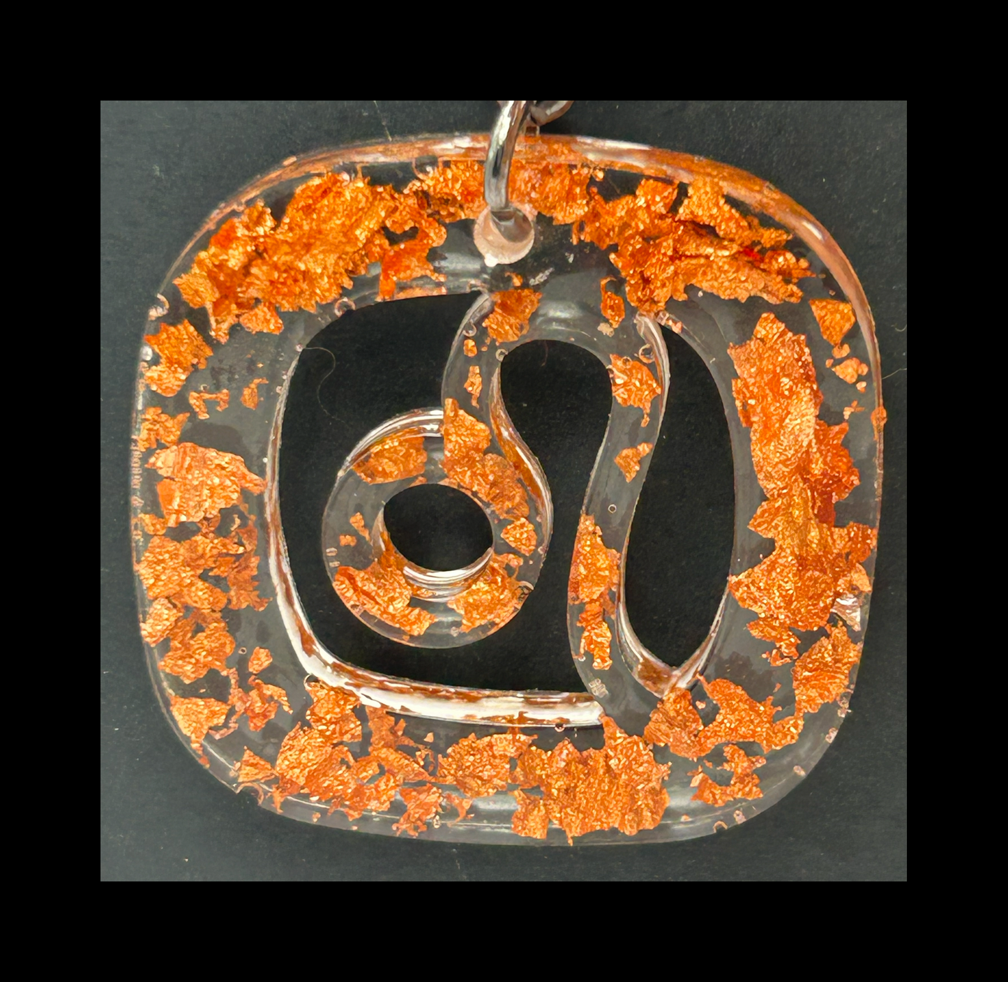 Rose gold foil flakes resin zodiac keychains