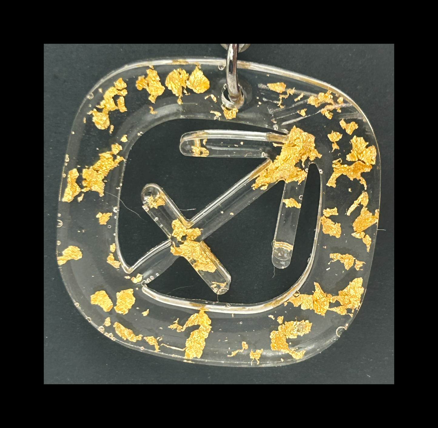 Gold foil flakes resin zodiac keychains
