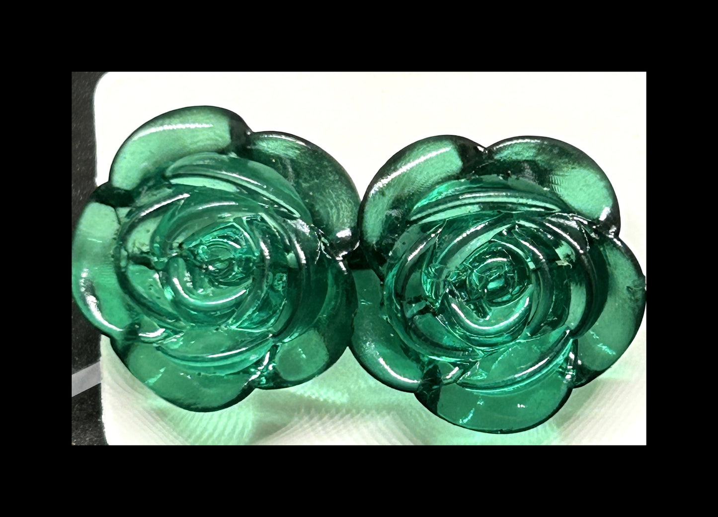 Green rose stud earrings