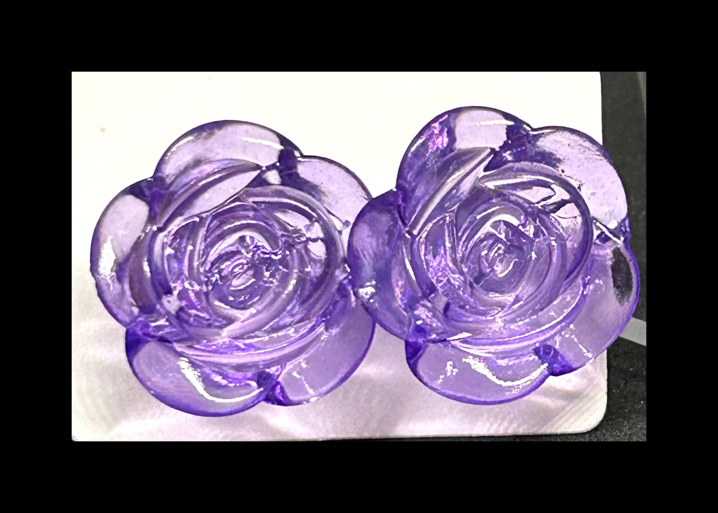 Purple rose stud earrings