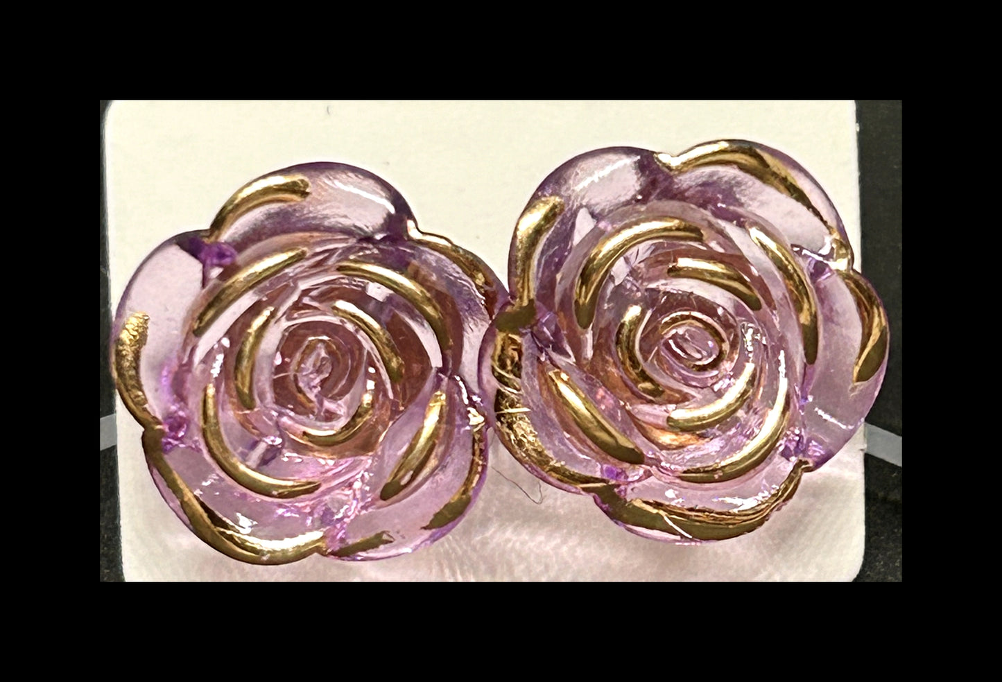 Purple rose stud earrings