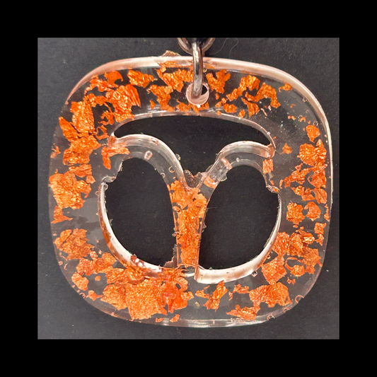 Rose gold foil flakes resin zodiac keychains