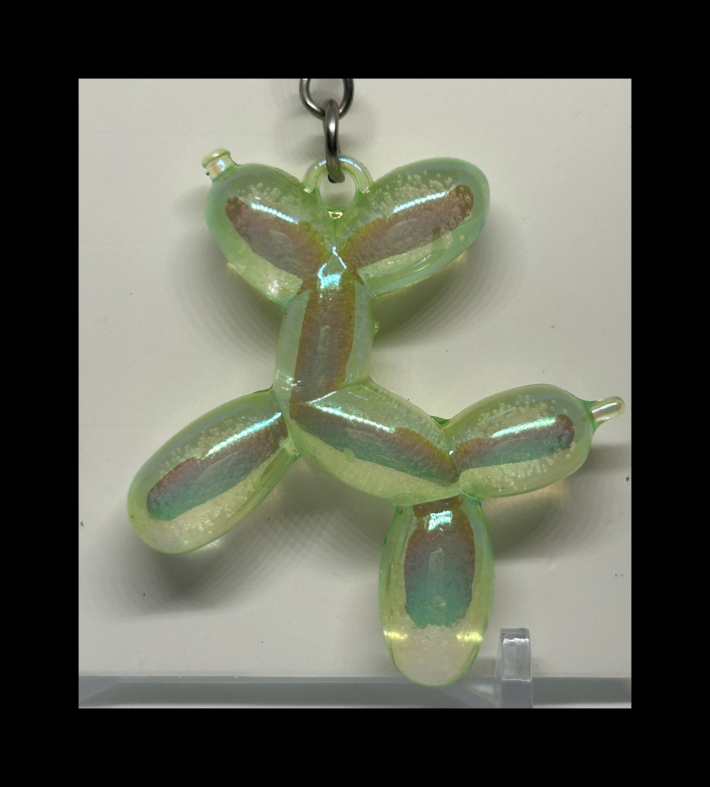 Iridescent balloon dog keychains