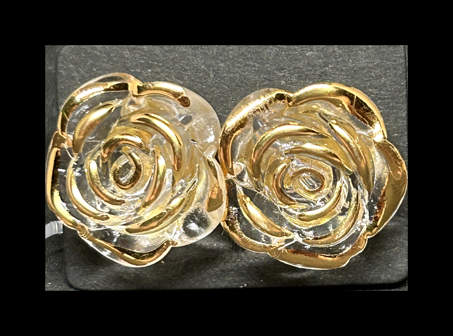Clear rose stud earrings