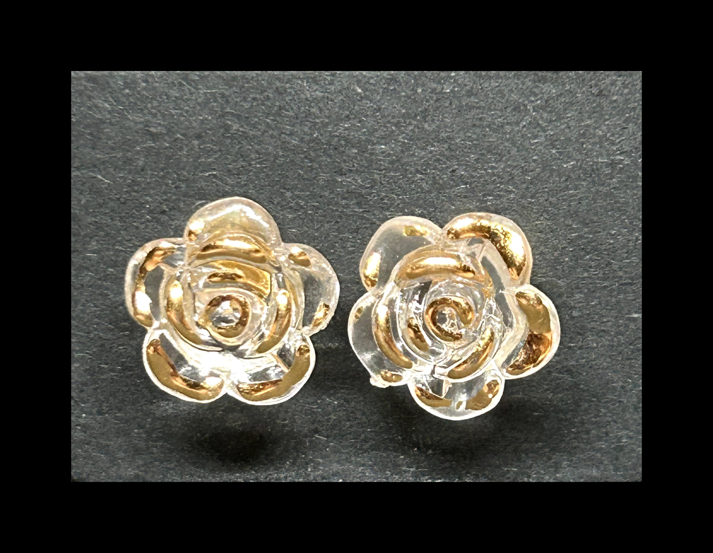 Clear rose stud earrings