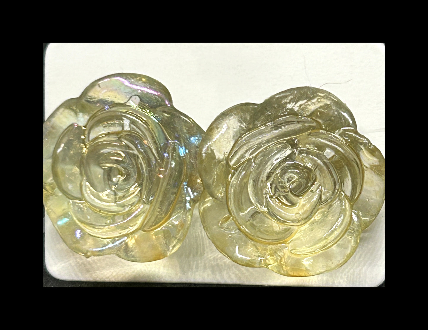 Clear rose stud earrings