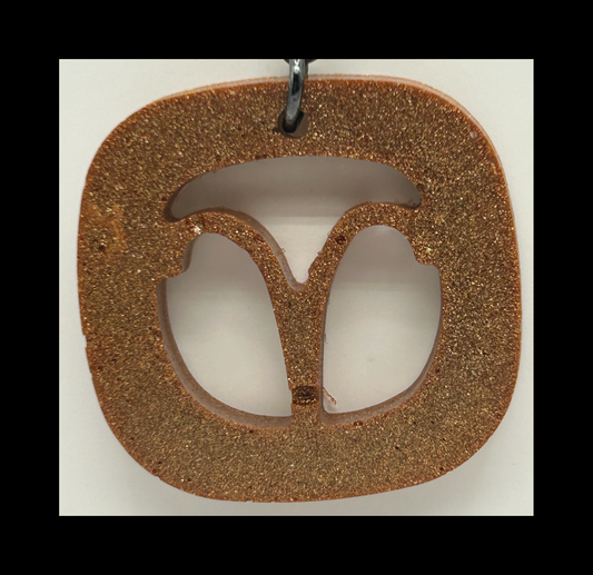 Cognac leather resin zodiac keychains