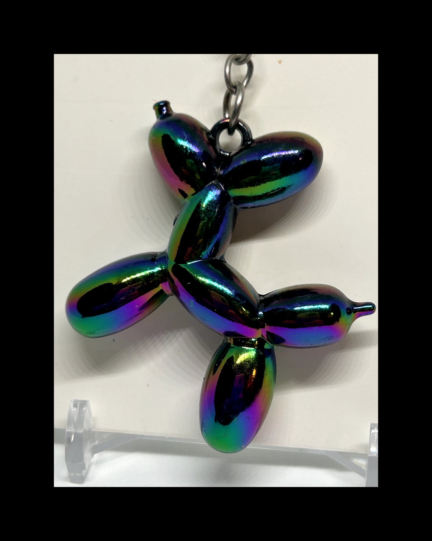 Metallic balloon dog keychains