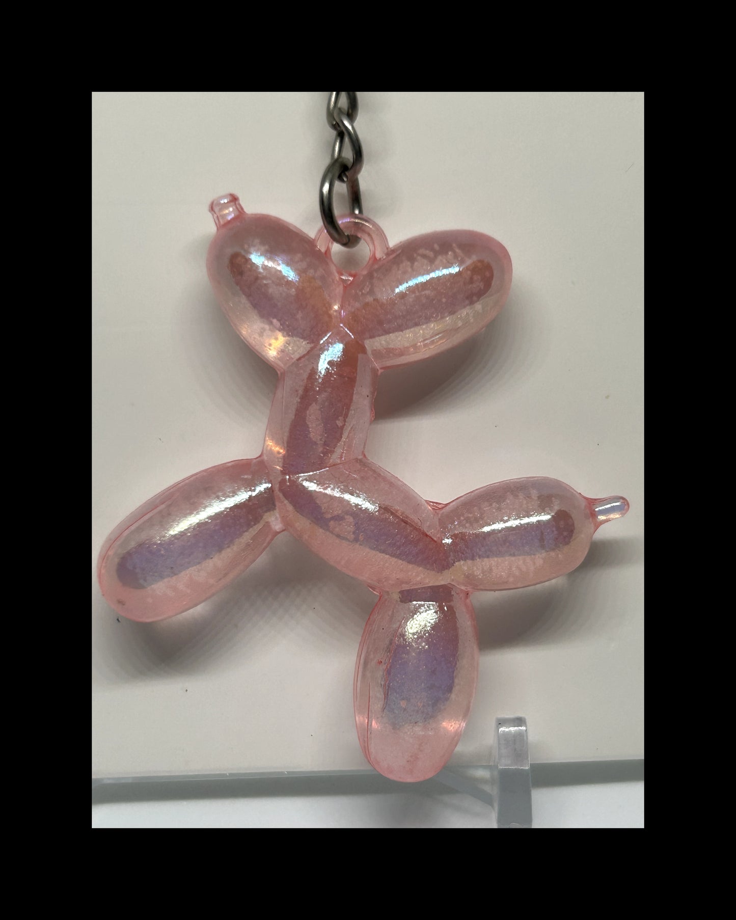 Iridescent balloon dog keychains