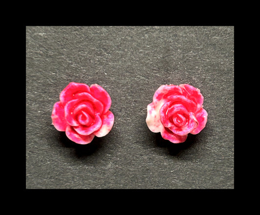 Tie-dye rose stud earrings