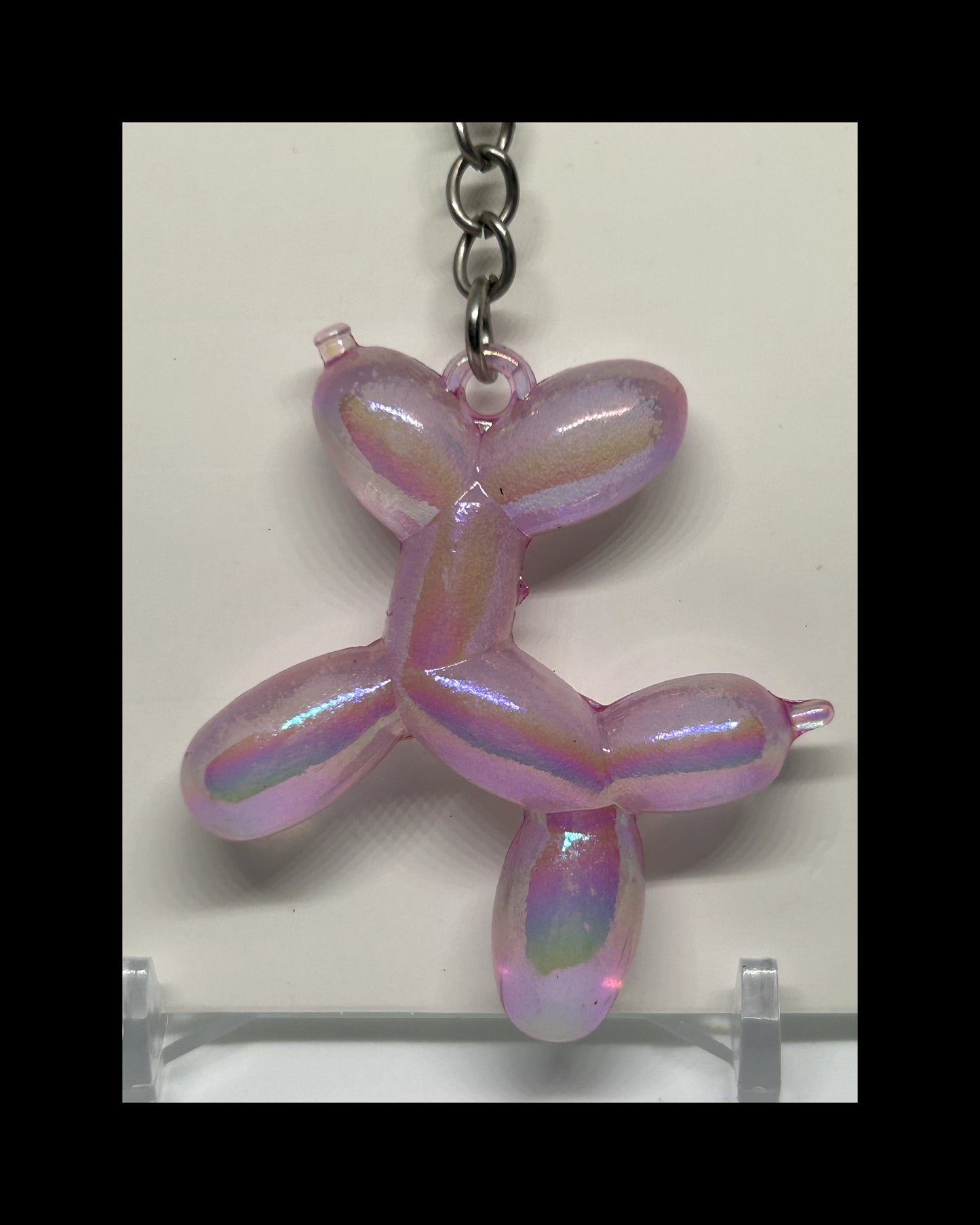 Iridescent balloon dog keychains