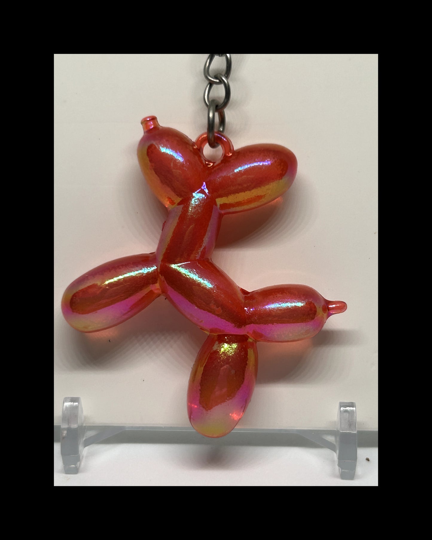 Iridescent balloon dog keychains