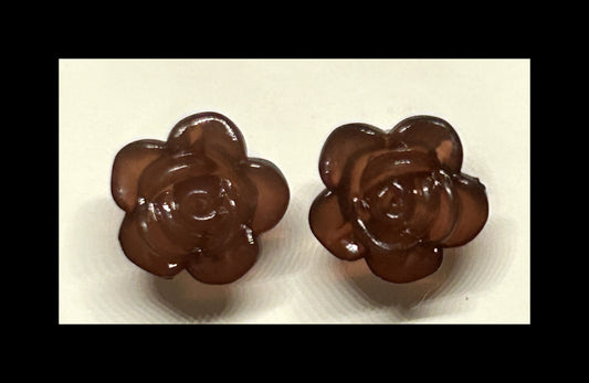 Purple rose stud earrings