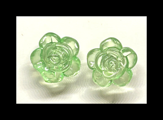 Green rose stud earrings