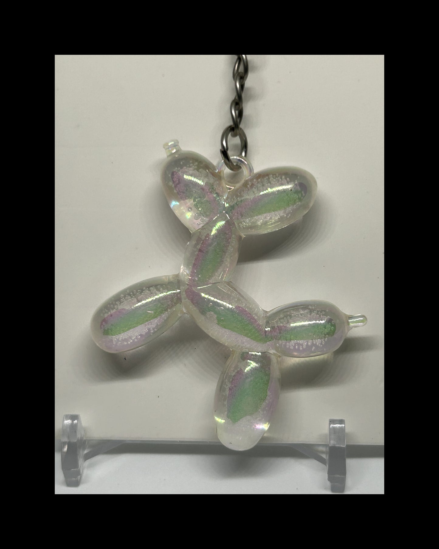 Iridescent balloon dog keychains