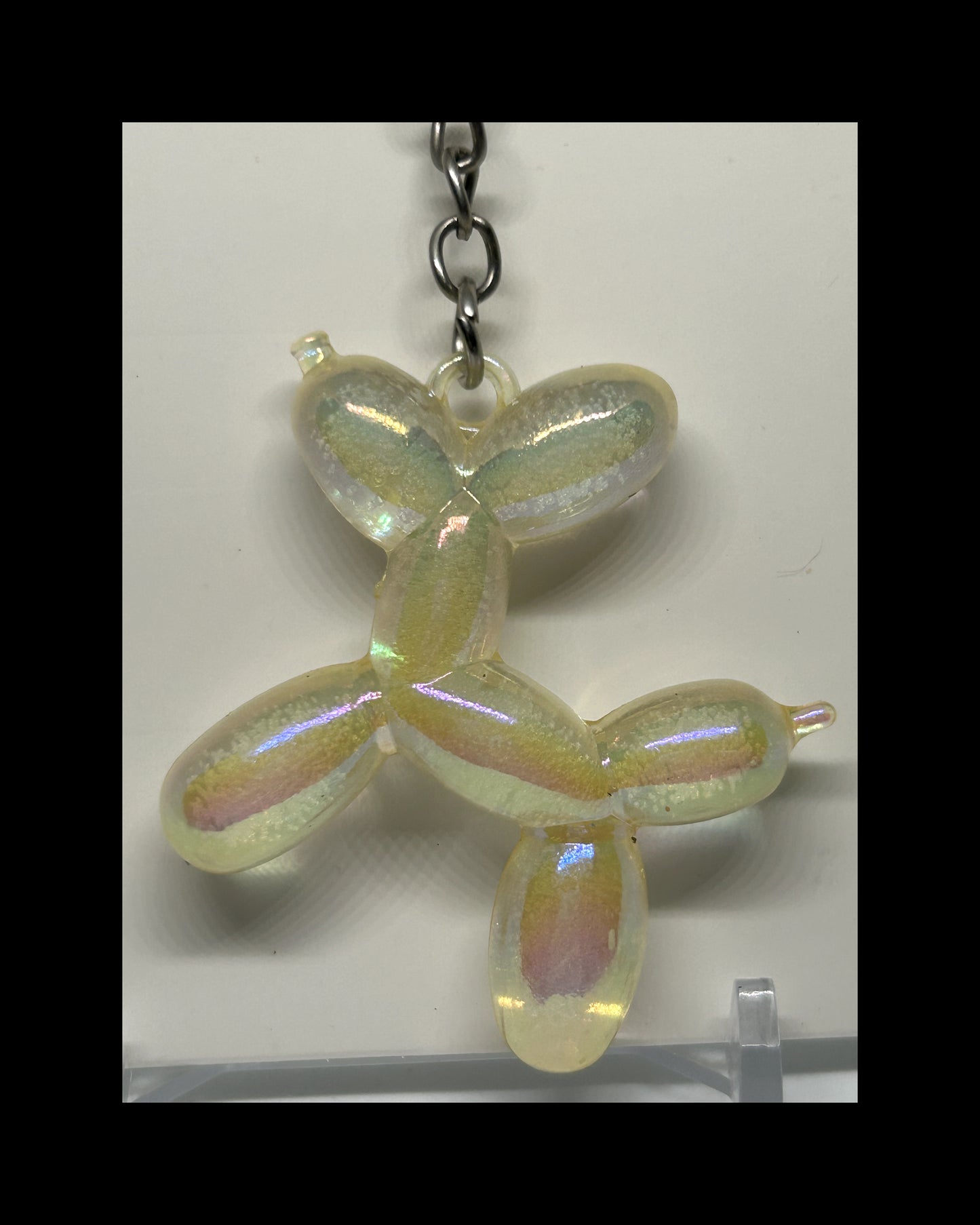 Iridescent balloon dog keychains